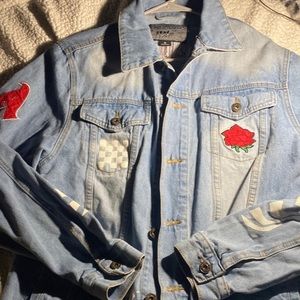 Mens size medium “no bad vibes” Denim jacket